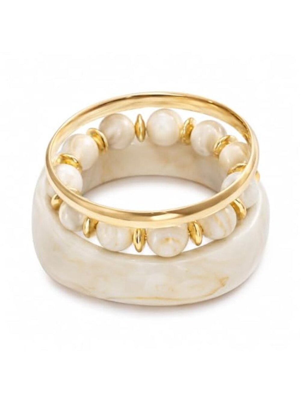 3Pcs Chunky Acrylic Bangles Bracelets for Women Resins Irregular Layer Gold